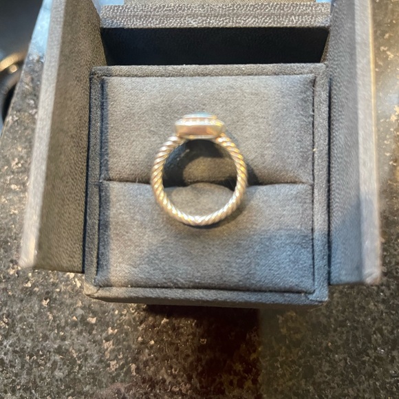 Blue Cushion-Cut Gemstone Ring in Silver - Picture 6 of 6